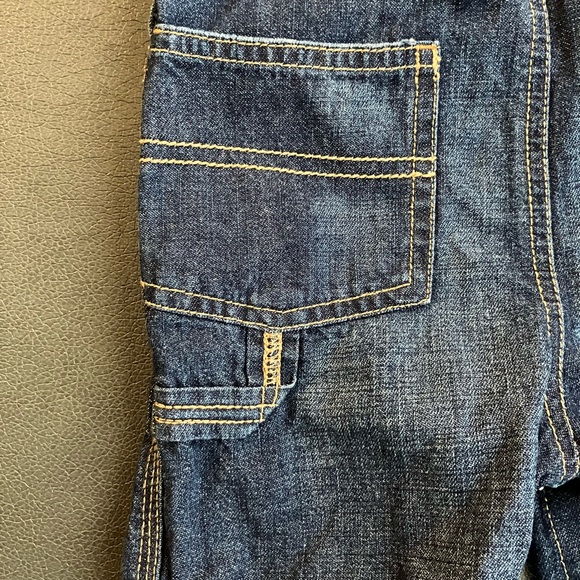 2/$35 OSHKOSH B'gosh Dark Wash Denim Overall Shorts 24 Months Adjustable Straps - Picture 7 of 9